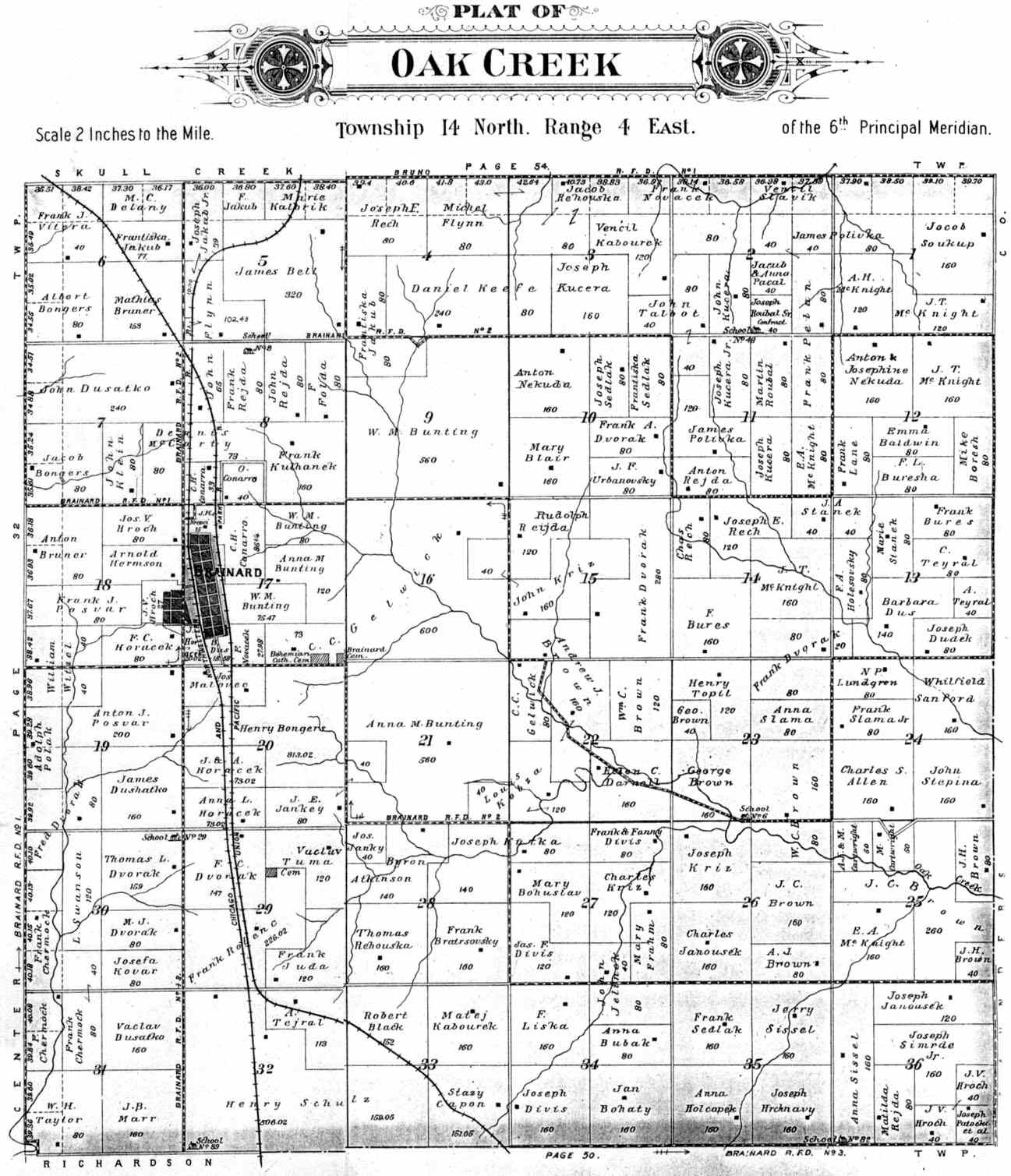 Oak Creek Township Butler County Nebraska Plat Map for 1906