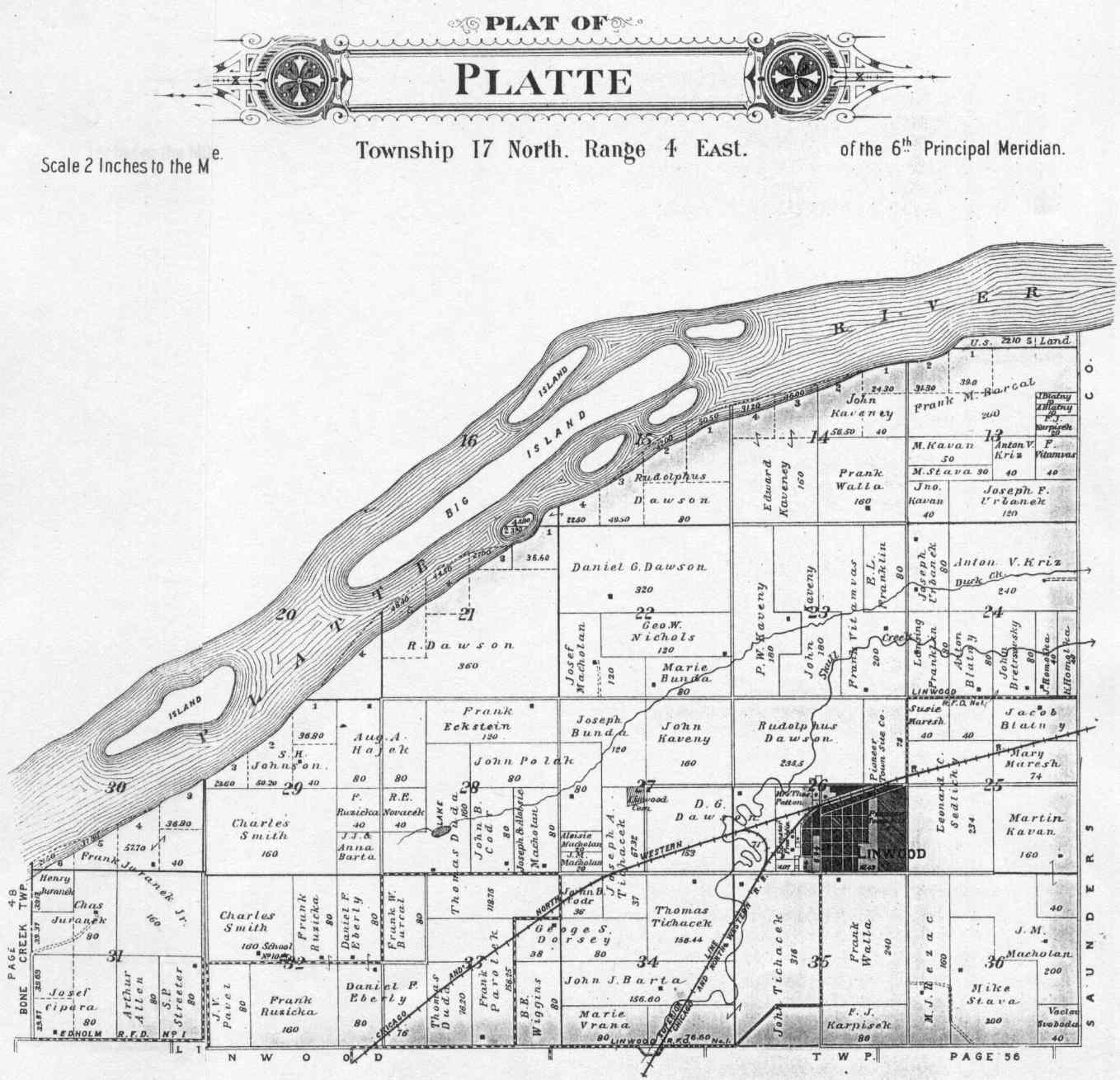 Platte Township Butler County Nebraska Plat Map for 1906
