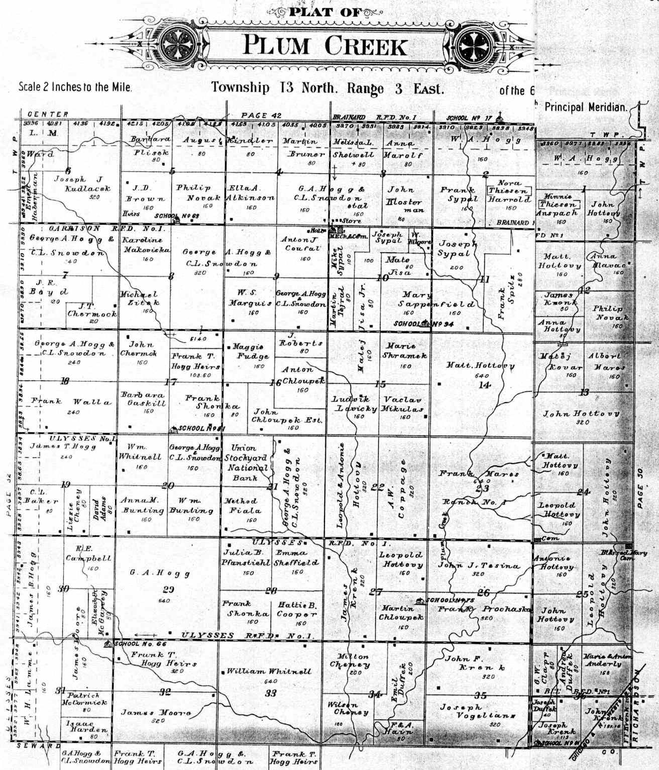 Plum Creek Township Butler County Nebraska Plat Map for 1906