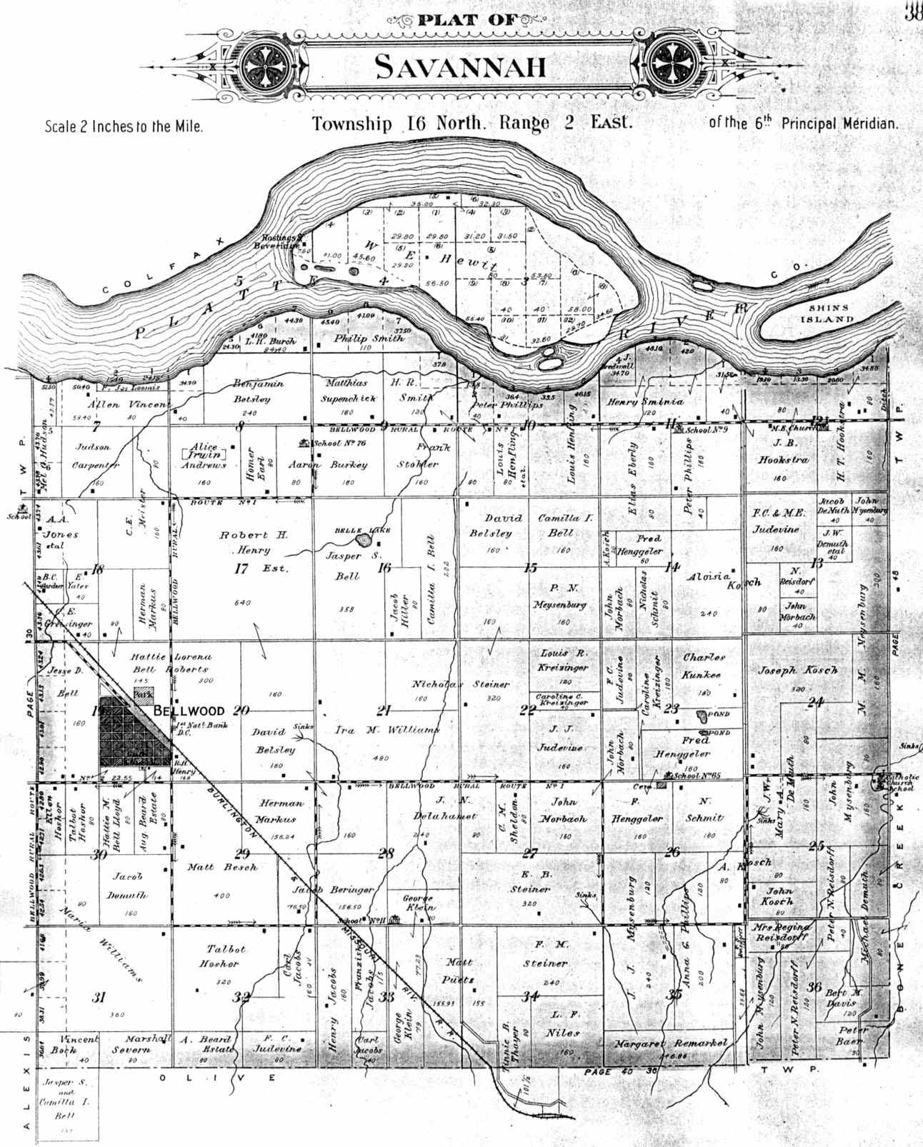 Savannah Township Butler County Nebraska Plat Map for 1906