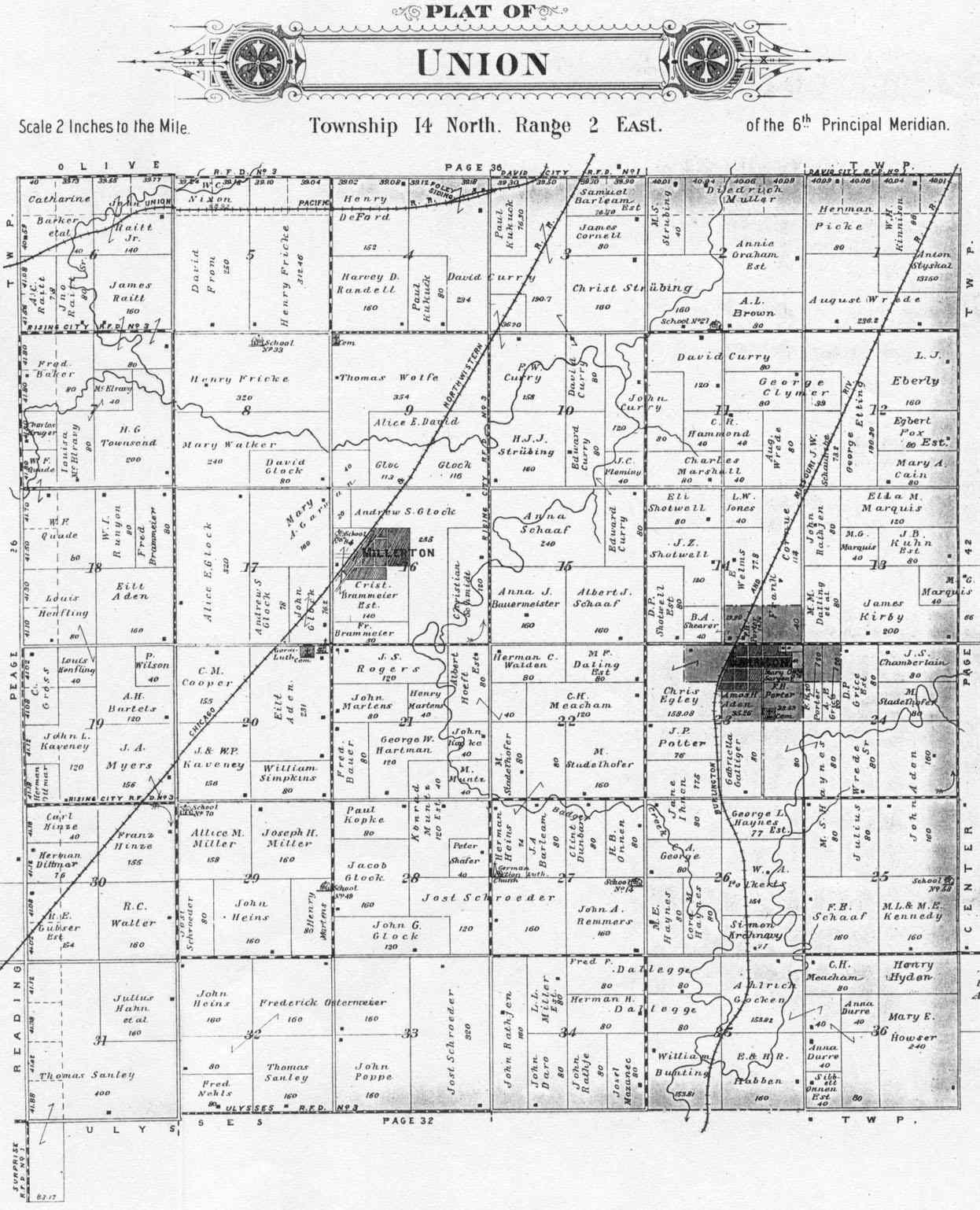Union Township Butler County Nebraska Plat Map for 1906