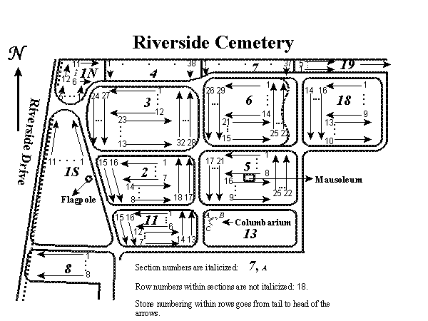 Riverside Cemetery Section Map
