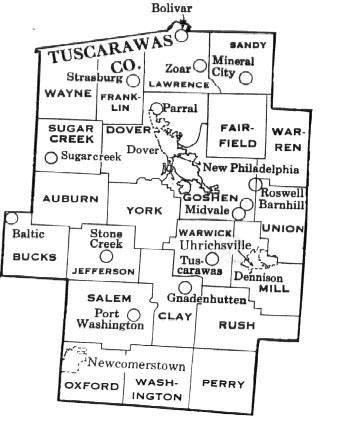 Tuscarawas County Township Map Tuscarawas County, Ohio History And Genealogy - Main Index