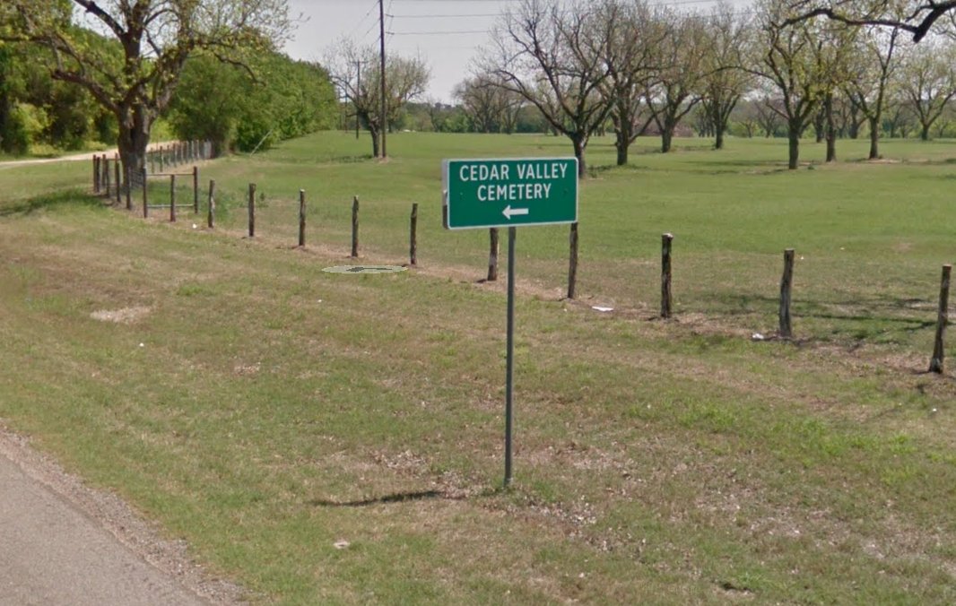 Cedar Valley Cemetery Sign, Falls County, Texas