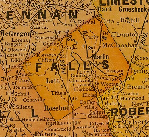 1920s Map, Falls County, Texas
