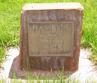Delwin F and Sarah B Hamblin tombstone