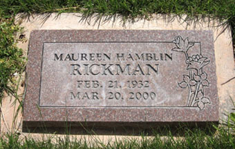 Maureen Hamblin Rickman tombstone