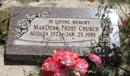 MarDean Frost Church tombstone