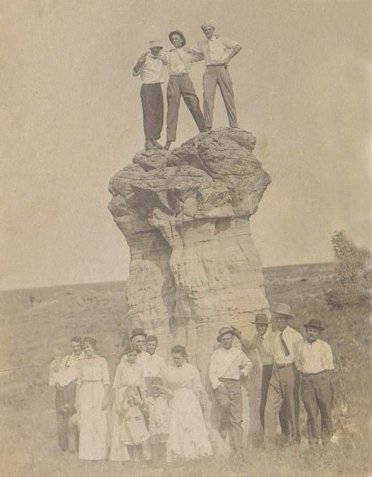 Sixteen people at Cowboy Rock near Sun City, Barber County, Kansas

Photo from the collection of Kim Fowles.

CLICK HERE to view a larger copy of this image in a new browser window.