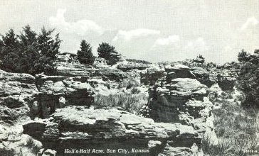 Hell's Half Acre, Comanche County, Kansas.

Sun City, the closest town to Hell's Half Acre, is located in Barber County, Kansas.

Image from an undated postcard.