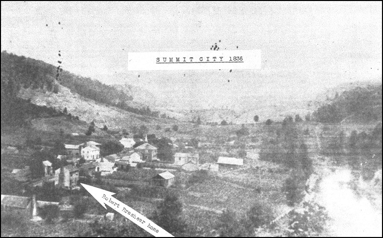 Summit City 1836 (Note: The date given for this photo of Summit City/Whitesburg (ie. October 7, 1836) is doubtful, since the courthouse is clearly visible at left of center in the photo which wasn't built until sometime after early 1844.)