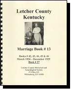 Letcher County, Kentucky, Marriage Book #13 (Vol. 13)