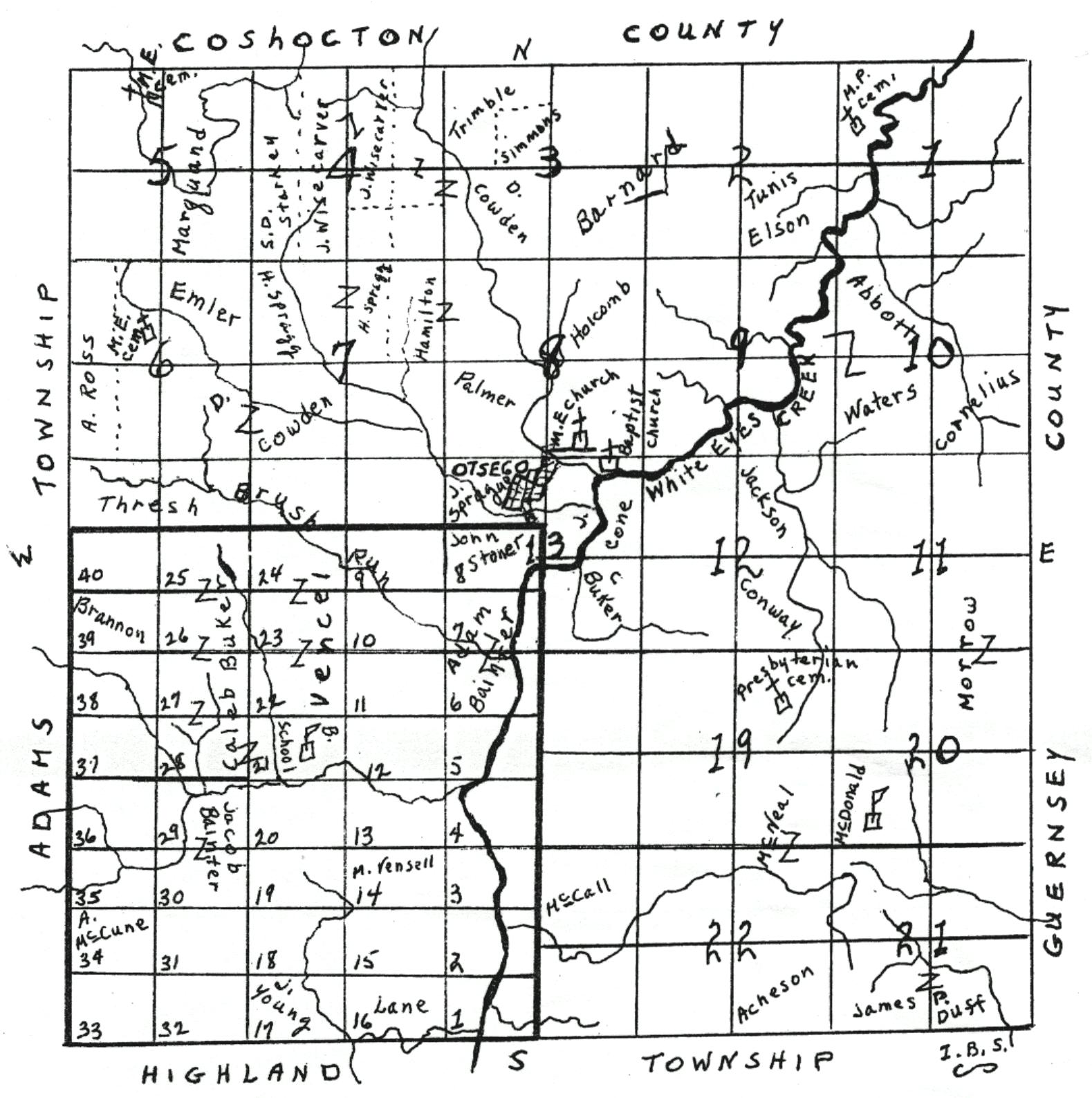 Muskingum County, Monroe Township Plat Map
