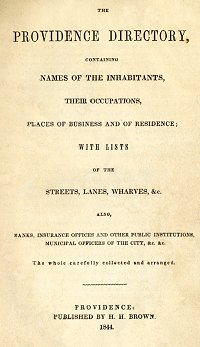 Cover, 1844 Directory of Providence, RI