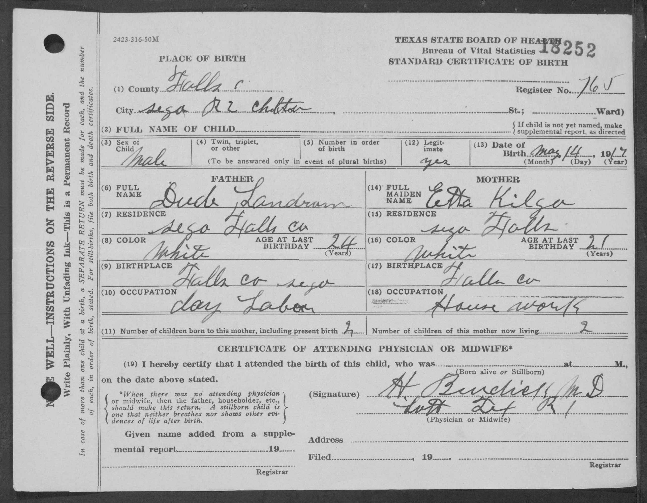 1917 Birth Records