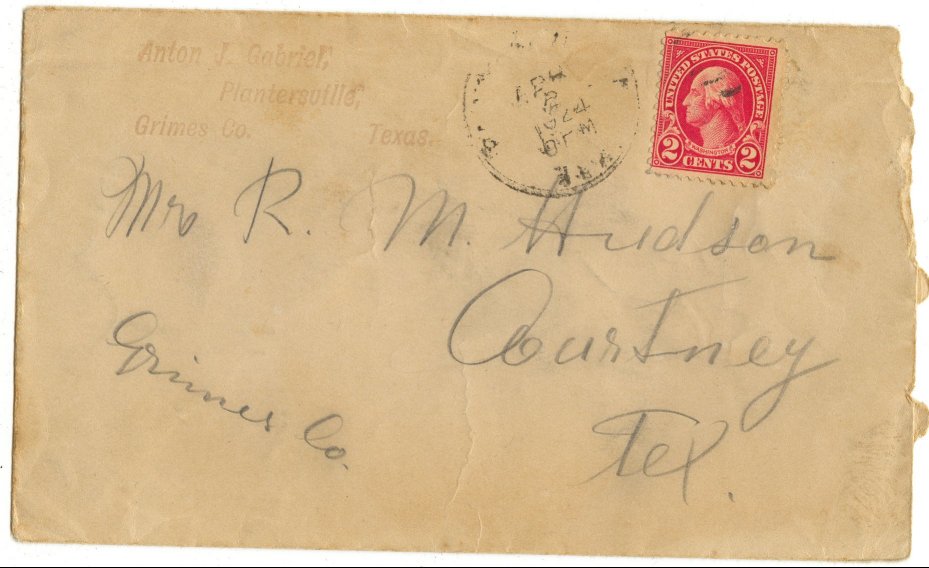 Envelope of letter from Anton Gabriel to R. M. Hudson