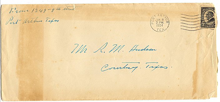 Envelope for Theo Plautte letter to R. M. Hudson