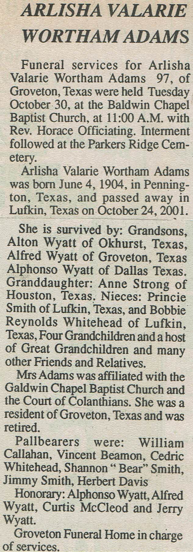 Obituary  Vernon Billy Willis Carlton, Jr. of Groveton, Texas