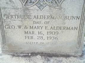 Gertrude Agnes Gertie <i>Alderman</i> Bunn