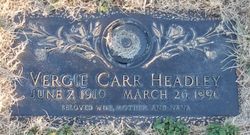  Vergie Mae <I>Carr</I> Headley