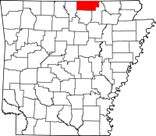 Map of Arkansas highlighting Fulton County