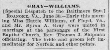 Marriage of Williams / Gray - 