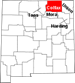 Map of New Mexico highlighting Colfax County