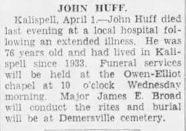 Obituary for JOHN HUFF - 