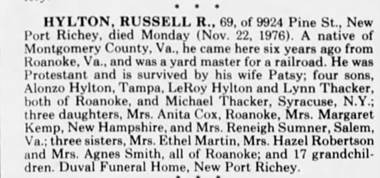 Obituary for RUSSELL R. HYLTON (Aged 69) - 