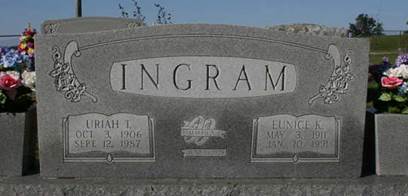 Uriah Ingram and Eunice Kidd Ingram gravestone