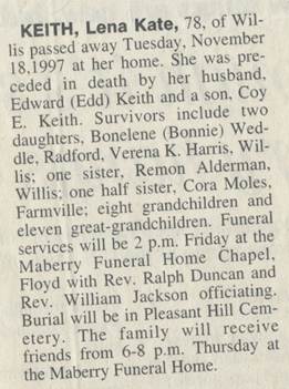 Lena Kate <i>Weeks</i> Keith