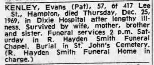 Obituary for Evans KENLEY