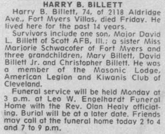 Obituary for HARRY B. BILLETT (Aged 74) - 