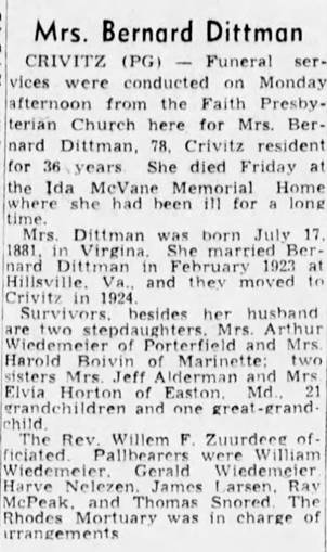 Obituary for  Dittman (Aged 78) - 