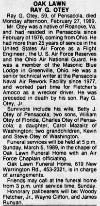 Obituary for RAY G. OTEY (Aged 59) - 