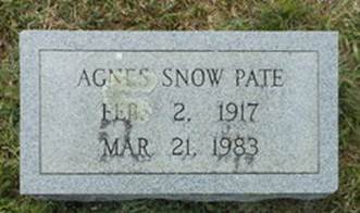  Agnes <I>Snow</I> Pate