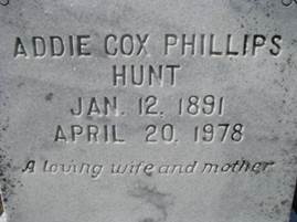 Addie Francis <i>Cox Phillips</i> Hunt