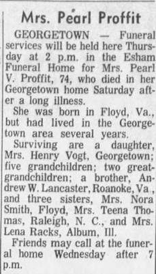 Obituary for Pearl V. Proffit (Aged 74) - 