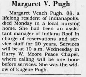 Obituary for Margaret Veach Pugh (Aged 88) - 