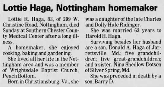 Obituary for Lottie R. Haga (Aged 83) - 