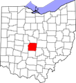 Map of Ohio highlighting Franklin County