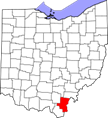 Map of Ohio highlighting Gallia County