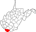 Map of West Virginia highlighting McDowell County