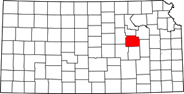 Map of Kansas highlighting Morris County