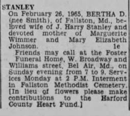 Obituary for BERTHA D STANLEY - 