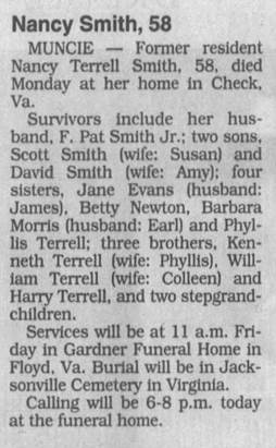 Obituary for Nancy Terrell Smith (Aged 58) - 