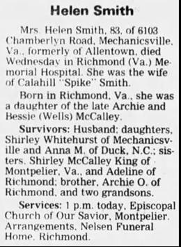 Obituary for Helen Smith - 