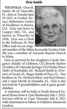 Obituary for Ocie M. Smith - 