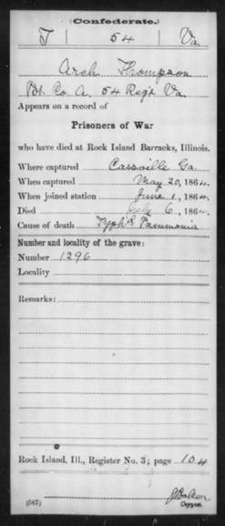 Pvt Archibald Thompson