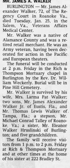 Obituary for James Alexander WALKER - 